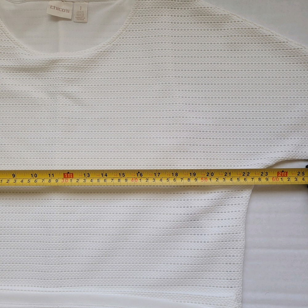 Chico's Women's 1 Medium White Dolman Sleeve Shirt Pullover Lined Casual - Picture 8 of 12